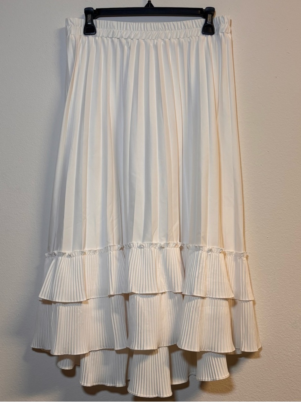 WD.NY Cream Tiered Ruffle Midi Skirt – Size Large